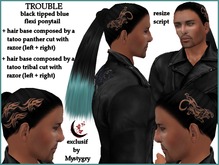Trouble black tipped blue flexi ponytail men panther tribal
