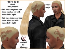 Trouble blond flexi ponytail men tatoo panther tribal