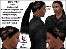 Trouble black flexi ponytail men tatoo panther tribal