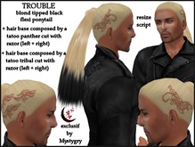 Trouble blond tipped black flexi ponytail men panther tribal