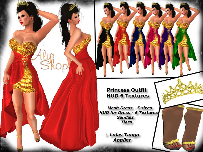 (wear me) *Aly's Shop* Princess Outfit + HUD 6 textures