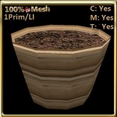 LW_ Rustic Barrel / Bucket / Pot with Soil 4 - Full Perm (1 LI / Prim)