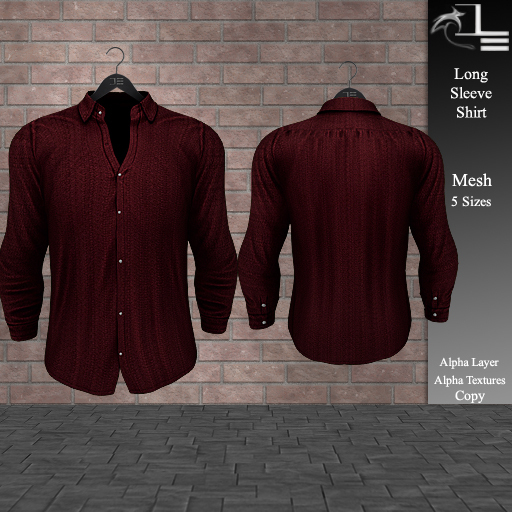 DE Designs - Men's Long Sleeve Shirt - Merlot
