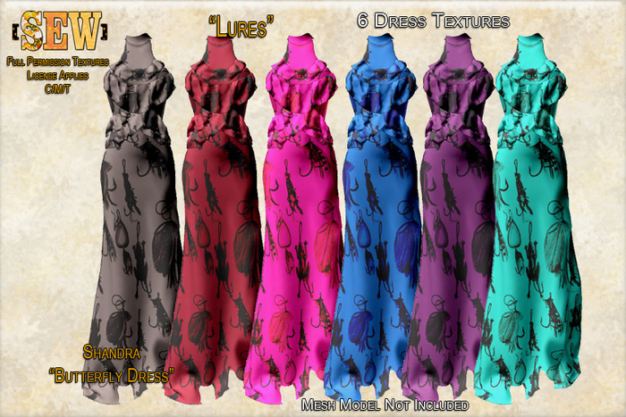 [SEW] Full Permission Textures for Shandra Butterfly Dress Lures
