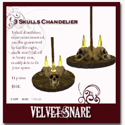 3 skulls chandelier