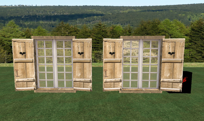 Working Window Shutters, Fensterladen, Window Shutter set, Antique House Window and Window Shutters,Scripted Blinds 6490