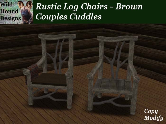 [WHD] -- Rustic Log Chairs - Brown - Single and Couples
