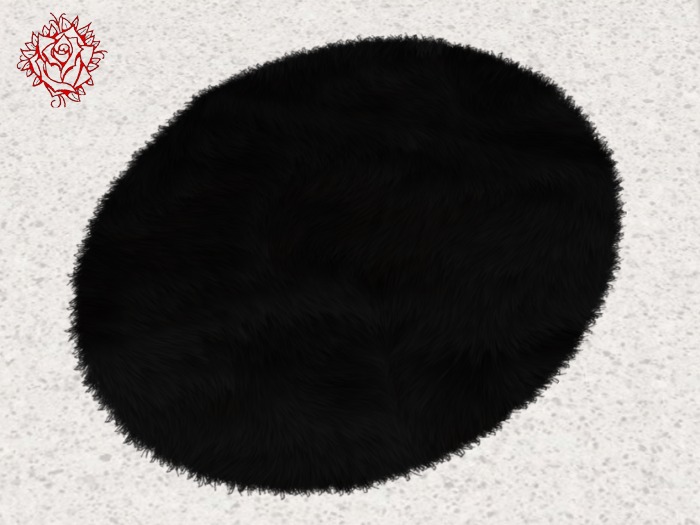 Black Mesh Oval Fur Rug
