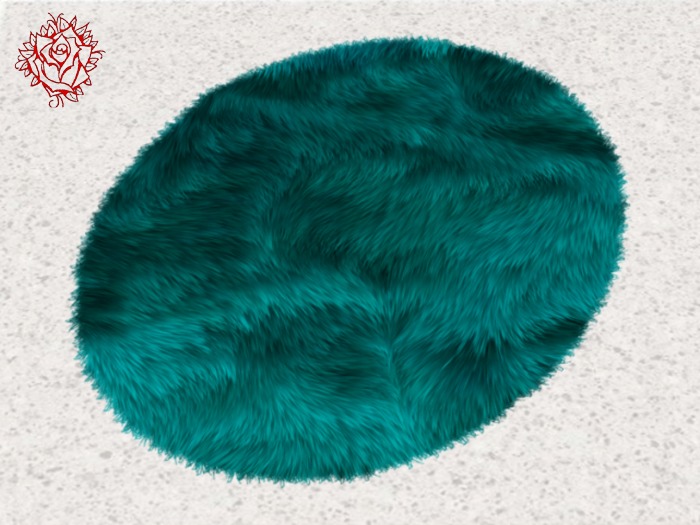 Teal Mesh Oval Fur Rug