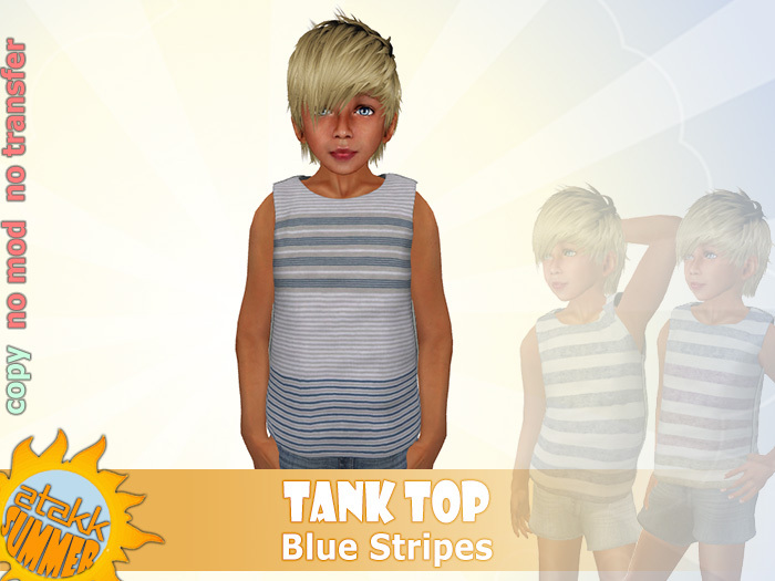 >> ATAKK<<   Blue Stripe Tank Top
