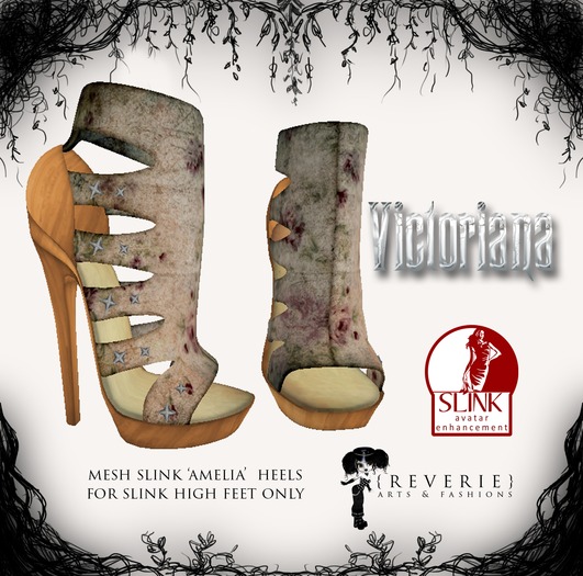 {REVERIE} Mesh Slink 'Amelia' Heels - Victoriana