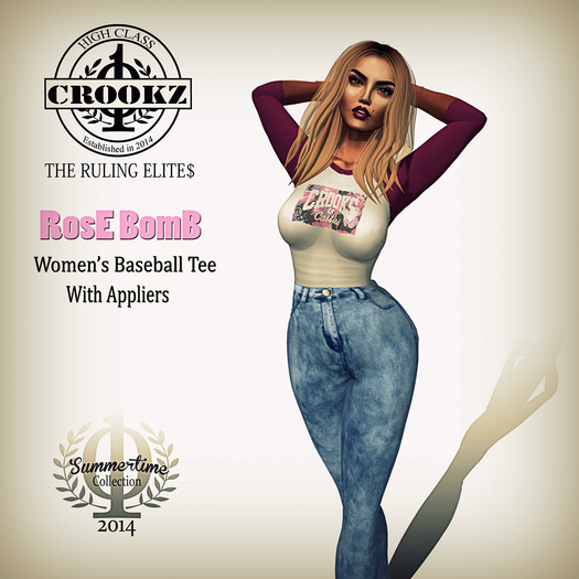{CrookZ} Rose Bomb Baseball Tee