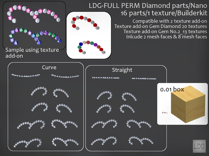 LDG-FULL PERM 209 Diamond parts /Nano/16 parts/1 texture/Builderkit  *PROMO*