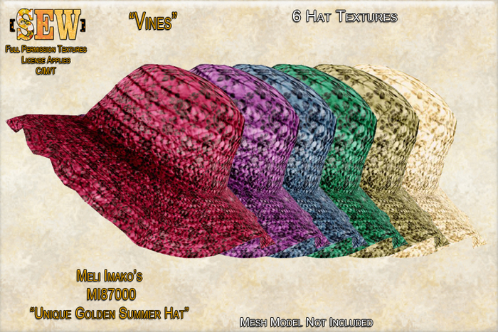 [SEW] Full Permission Textures for MI87000 Unique Golden Summer Hat Vines