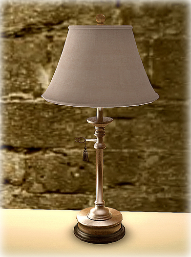 COPY CANDLESTICK LAMP W IVORY SHADE MESH