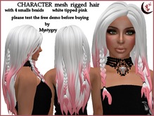 Character white tipped pink mesh hair rigged with 4 braids