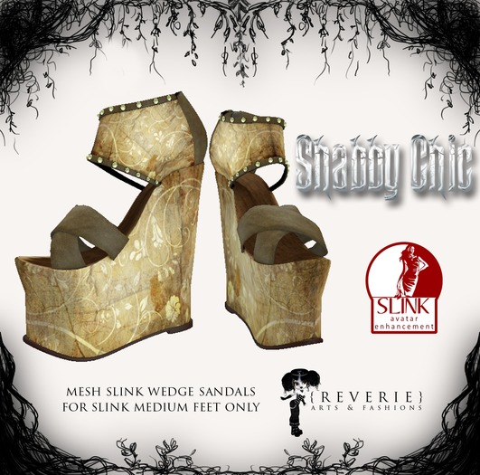 {REVERIE} Mesh Slink Wedge Sandals - Shabby Chic
