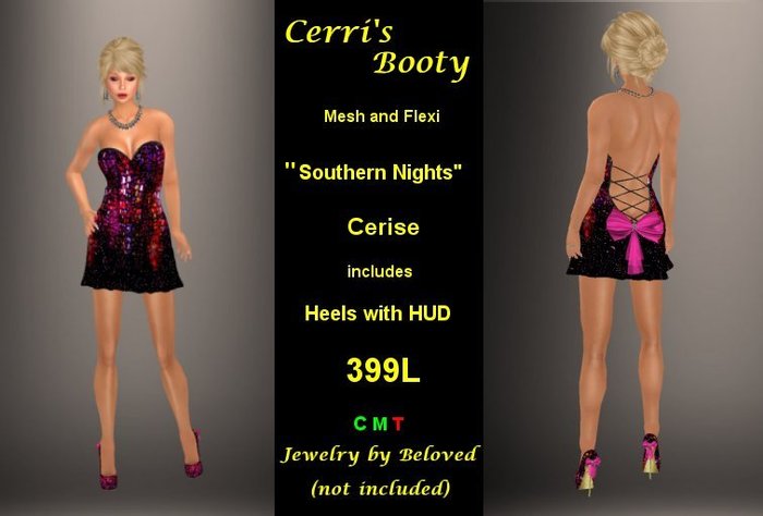 Cerri's Southern Nights Cerise (mesh)  glitter dress