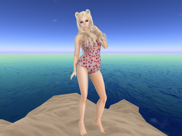 {T.D.} Strapless Swimsuit Pink Cherries (Boxed)