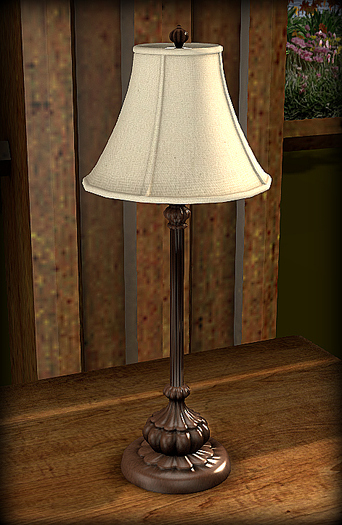 Bronze  Buffet Lamp, Ivory Shade