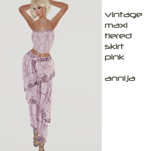 Cream Vintage tiered skirt