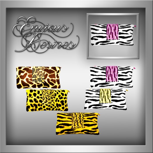 *E.D.* Zebra Studded Clutch ~ Magenta