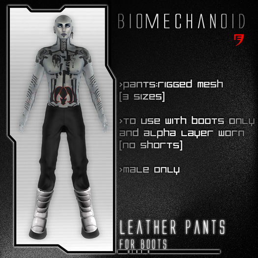 BIOMECHANOID leather pants for boots (male)