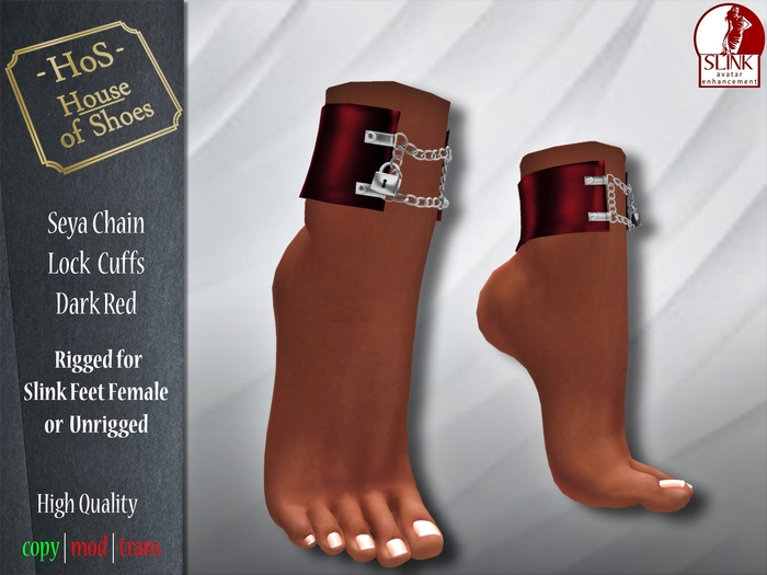 [HoS] Seya Chain Lock Cuffs- Dark Red