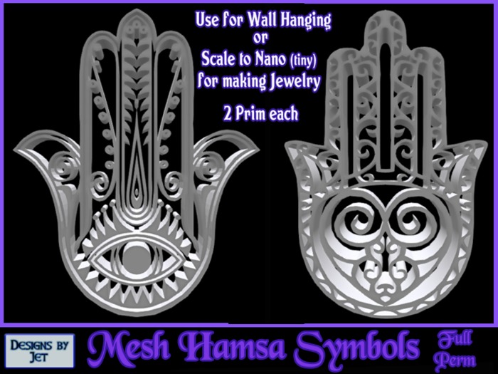 Mesh Hamsa Symbols - FULL PERM - Eye and Heart Hamsas