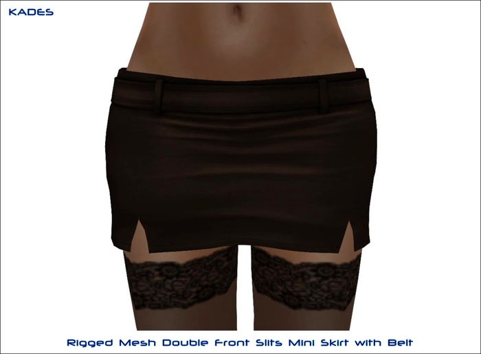 KADES Mesh_Mini Skirt with front Slits  Brown