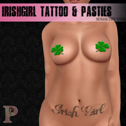 [PuncturedPinup] IrishGirl Tattoo & Pasties Set