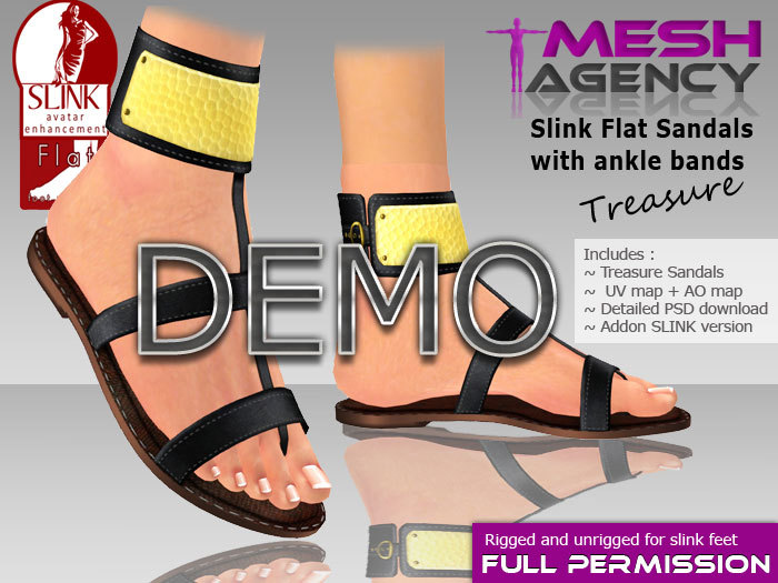 Slink Flat Sandals + Ankle Bands "Treasure" DEMO