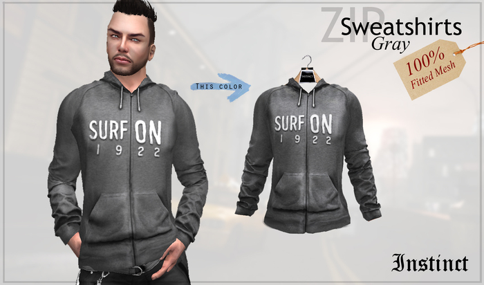 Instinct- Zip Sweatshirts - FITTED MESH - Gray