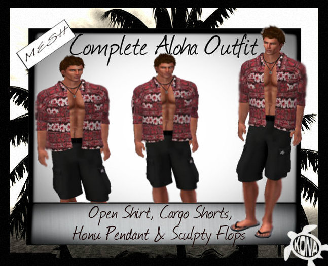 Kona Item Male Complete Aloha Red Hawaiin