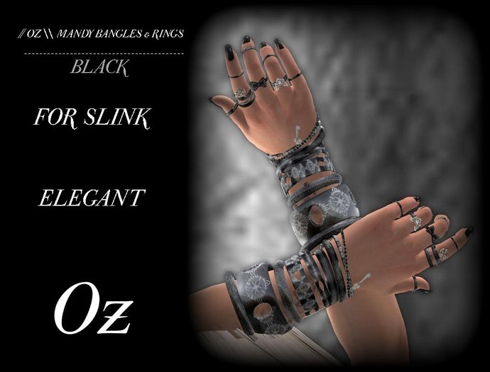 // OZ \\ MANDY RINGS FOR SLINK ELEGANT - BLACK