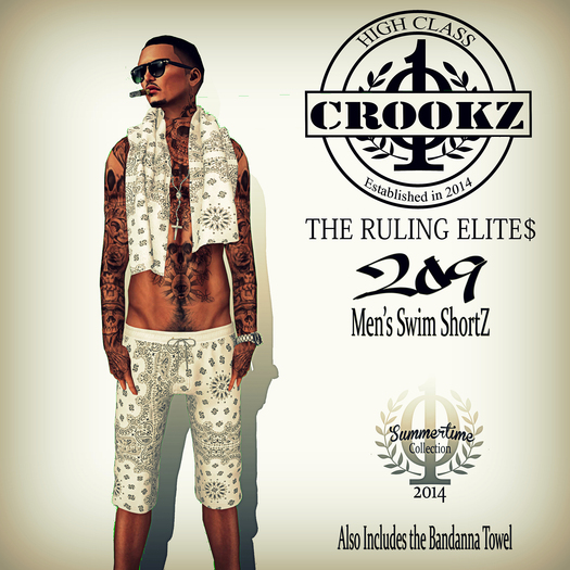 {CrookZ} 209 White Swim ShortZ Shopping Tote