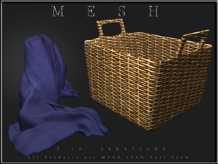 T-3D Creations [ Basket with Cloth ] MESH - Full Perm -