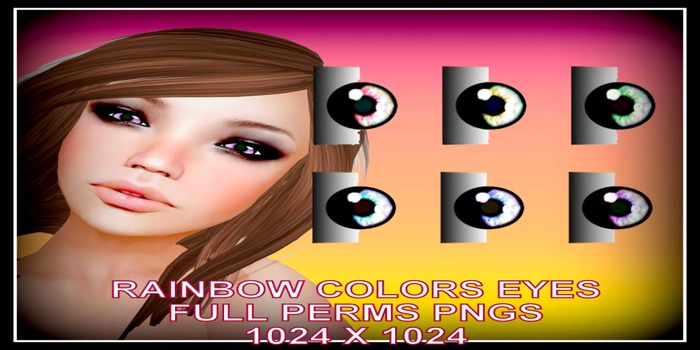 * DAR Designs Single Items * Rainbow Colored Eyes Full Perms PNGS