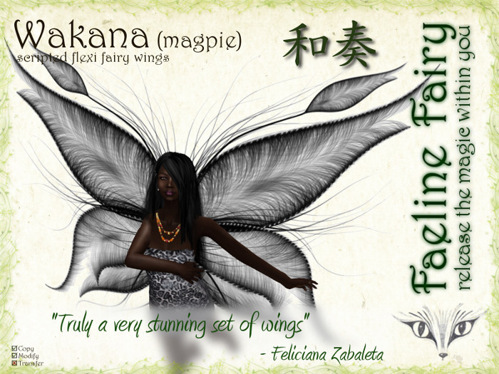 Wakana (magpie) - flexi wings for tiny and large by Faeline Fairy