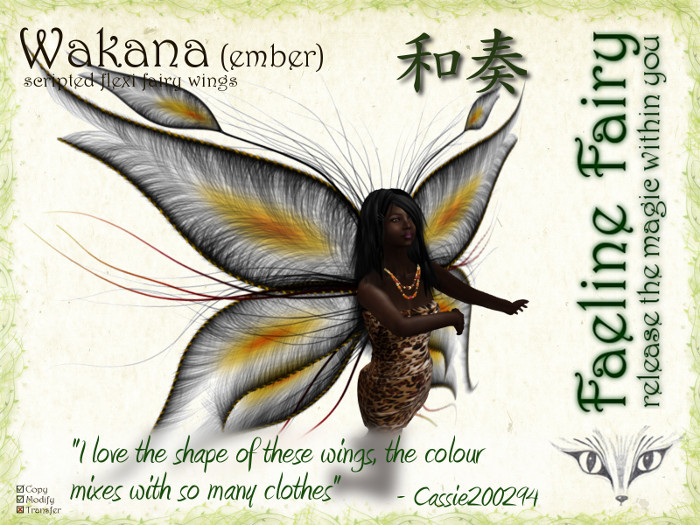 Wakana (ember) - flexi wings for tiny and large by Faeline Fairy