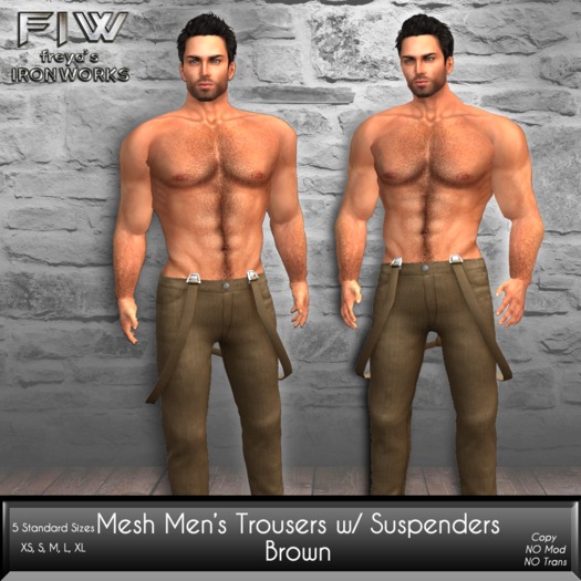 Mesh Mens Trousers with Suspenders - Brown 