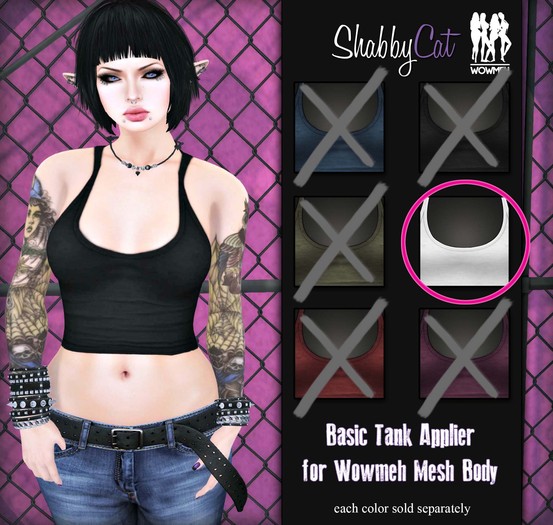 ~Shabby Cat Basic Tank (blue) - Wowmeh Applier~