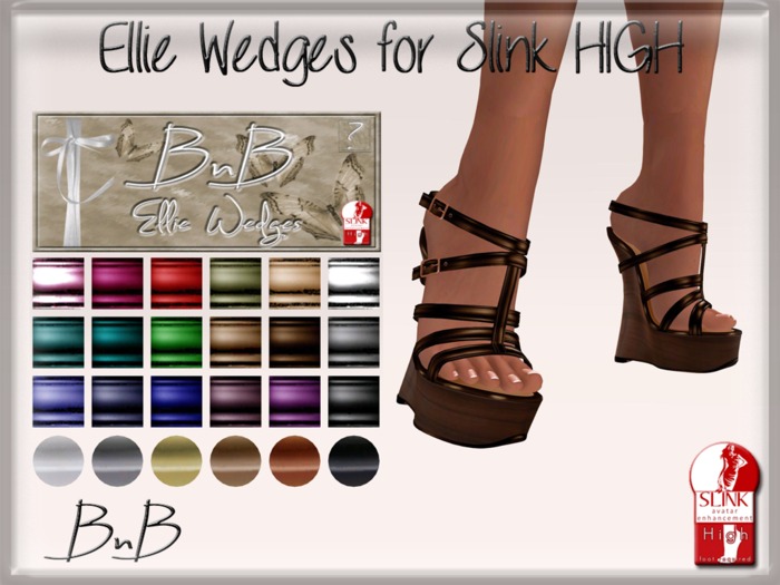 ::BnB:: Ellie Wedges~WOOD 2~Slink HIGH feet with HUD