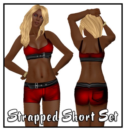 Strapped Short Set Red