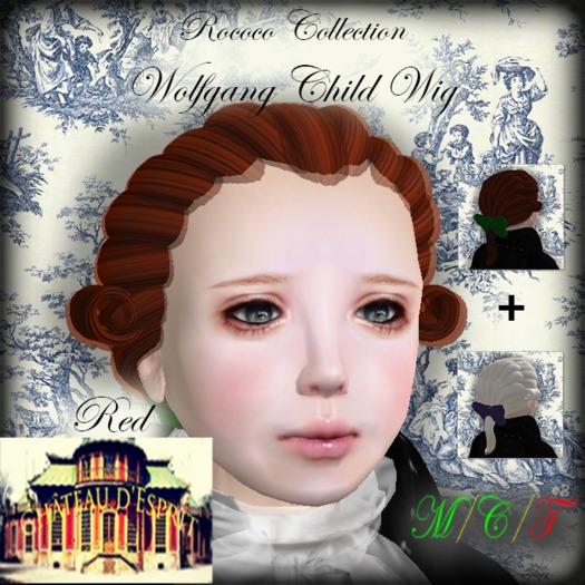 ~CdE~ Rococo Wolfgang Child Wig RED