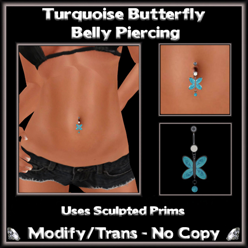 *ICED* Turquoise Butterfly Belly Piercing