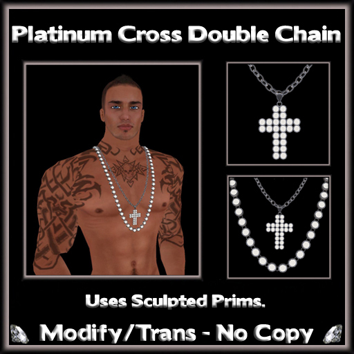 *ICED* Platinum Cross Double Chain