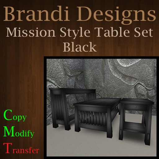 Brandi Designs - Mission Style Table Set Black