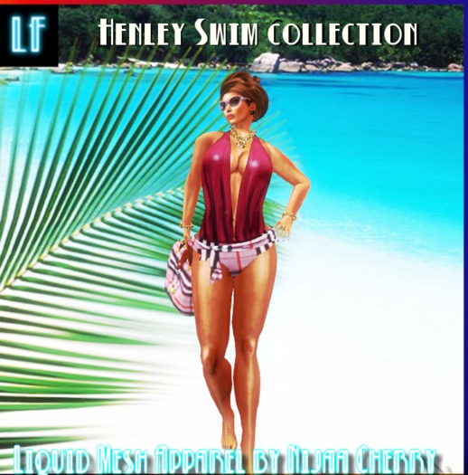 Liquid Mesh Henley Swimsuit Pink