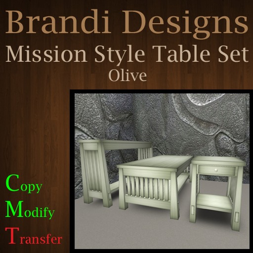 Brandi Designs - Mission Style Table Set Olive